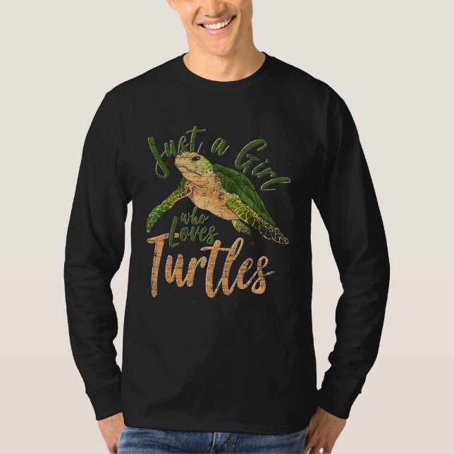 Nur ein Mädchen, das Schildkröten Liebe Ozeanfraue T-Shirt (Vorderseite)