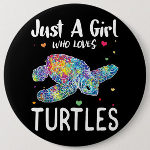 Nur ein Mädchen, das Schildkröten Lieben Wasserfar Button