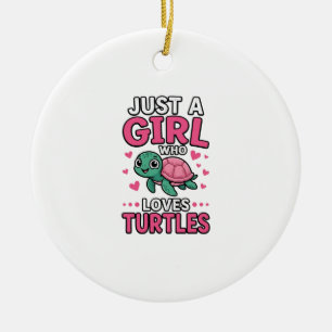 Nur ein Mädchen, das Schildkröten liebt, süße Schi Keramik Ornament