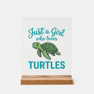Nur ein Mädchen, das Schildkröten liebt Vintage Gr Acrylschild