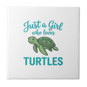 Nur ein Mädchen, das Schildkröten liebt Vintage Gr Fliese