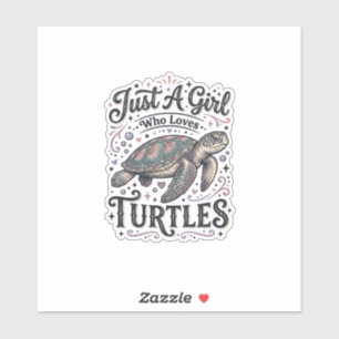 Nur ein Mädchen, das Schildkröten liebt, Vintage-S Aufkleber