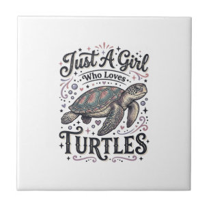 Nur ein Mädchen, das Schildkröten liebt, Vintage-S Fliese