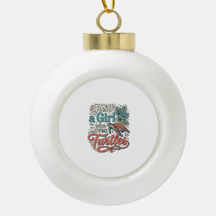 Nur ein Mädchen, das Schildkröten liebt, Vintage-S Keramik Kugel-Ornament
