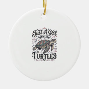 Nur ein Mädchen, das Schildkröten liebt, Vintage-S Keramik Ornament
