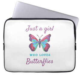 Nur ein Mädchen, das Schmetterlinge Liebe Laptopschutzhülle