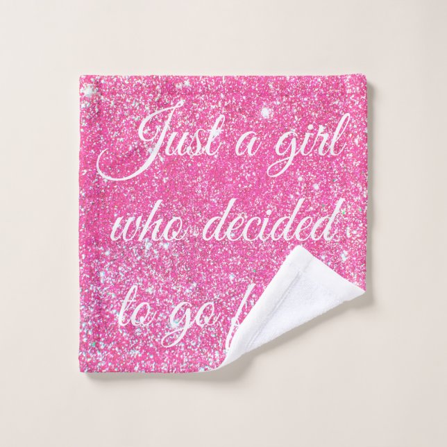 NUR EIN MÄDCHEN, DAS SCHWARZER Pink-Glitzer ENTSCH Waschlappen (Waschlappen)