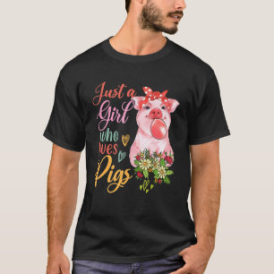 Nur ein Mädchen, das Schweine Liebe, Blume Schwein T-Shirt