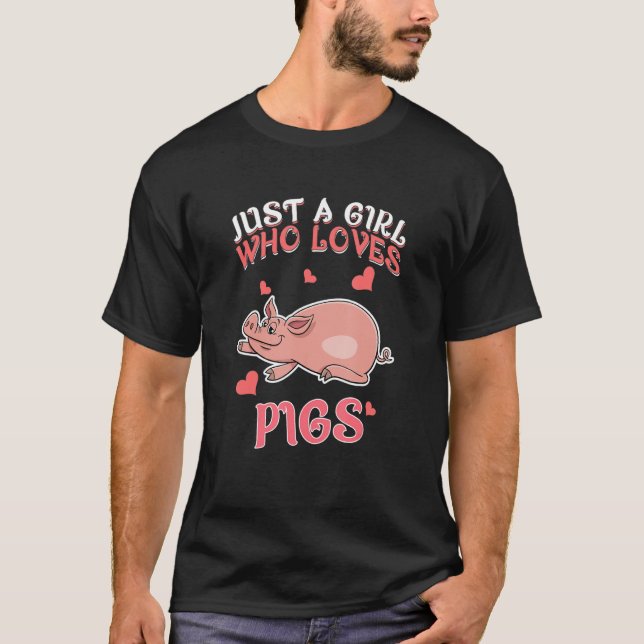 Nur ein Mädchen, das Schweine Liebe, den Bauernhof T-Shirt (Vorderseite)
