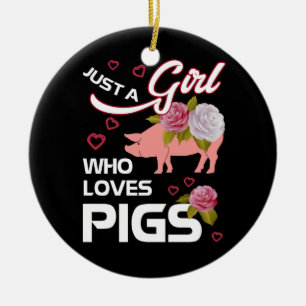 Nur ein Mädchen, das Schweine Liebe Funny Pig Bau Keramik Ornament