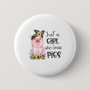 Nur ein Mädchen, das Schweine Liebe, Niedliche Sch Button