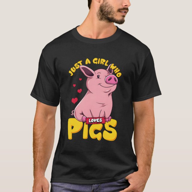 Nur ein Mädchen, das Schweine Liebe Shirt Funny Pi (Vorderseite)