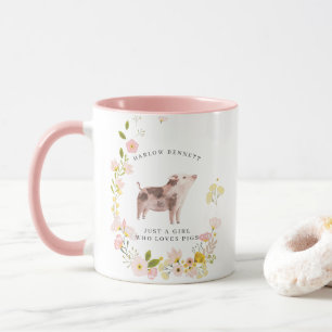 Nur ein Mädchen, das Schweine liebt   Monogramm-Ta Tasse