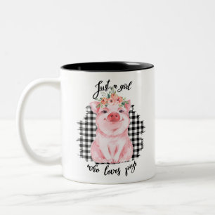 Nur ein Mädchen, das Schweine  Zweifarbige Tasse