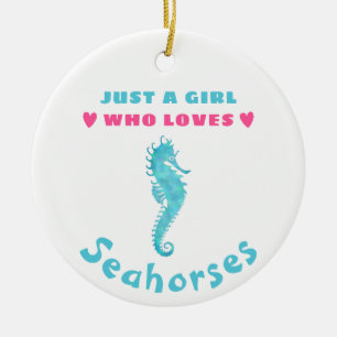Nur ein Mädchen, das Seepferde Liebe Keramik Ornament