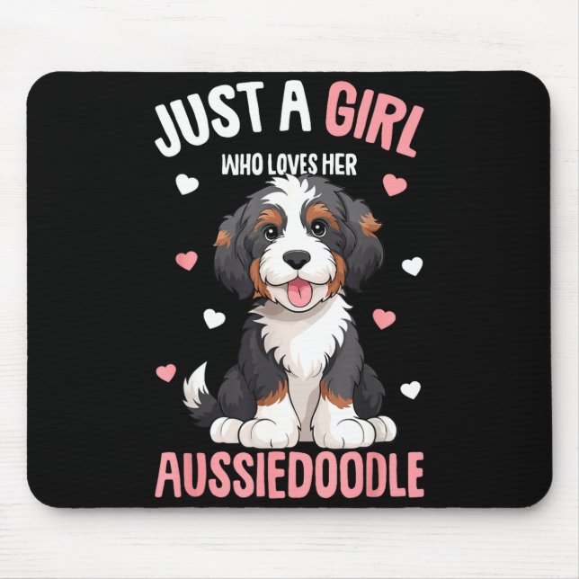 Nur ein Mädchen, das seinen Aussiedoodle Aussie Do Mousepad (Vorne)