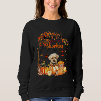 Nur ein Mädchen, das Shorkies und Herbst Thanksgiv Sweatshirt