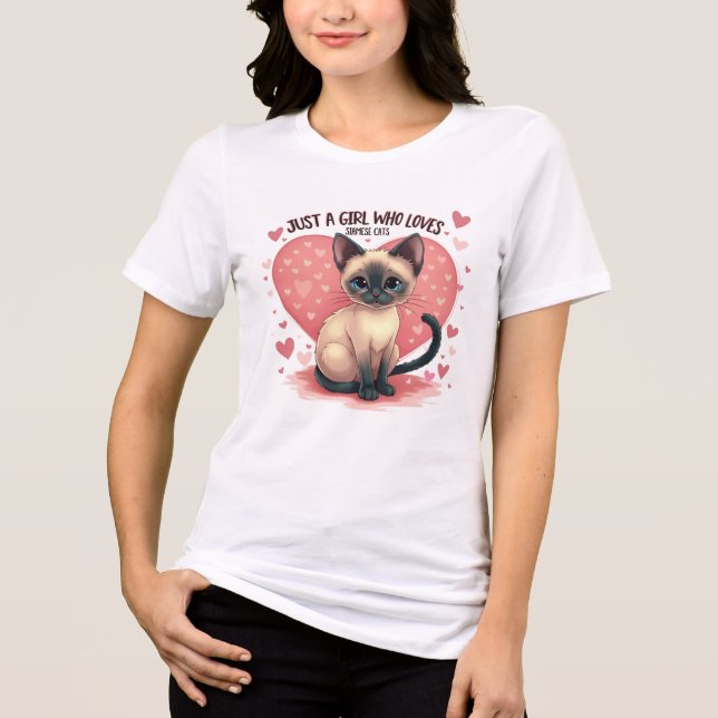 Nur ein Mädchen, das siamesische Katzen Liebe Tri-Blend Shirt (Vorderseite)