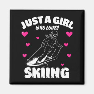 Nur ein Mädchen, das Skifahren liebt, Skifahren-Li Magnet