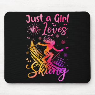 Nur ein Mädchen, das Skifahren lustig Ski Wintersp Mousepad