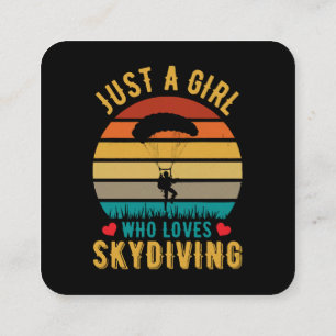 Nur ein Mädchen, das Skydiving Lieben Quadratische Visitenkarte