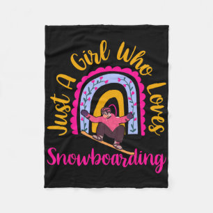 Nur ein Mädchen, das Snowboarden Boho Rainbow De L Fleecedecke
