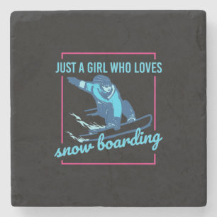 Nur ein Mädchen, das Snowboarden Lieben Steinuntersetzer