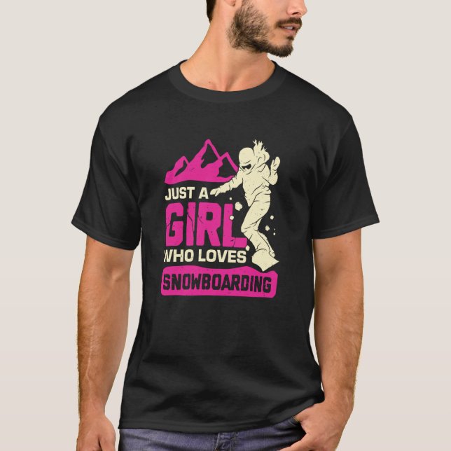 Nur ein Mädchen, das Snowboarden Lieben T-Shirt (Vorderseite)