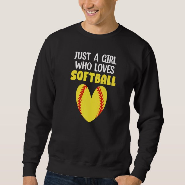 Nur ein Mädchen, das Softball Liebe Sweatshirt (Vorderseite)