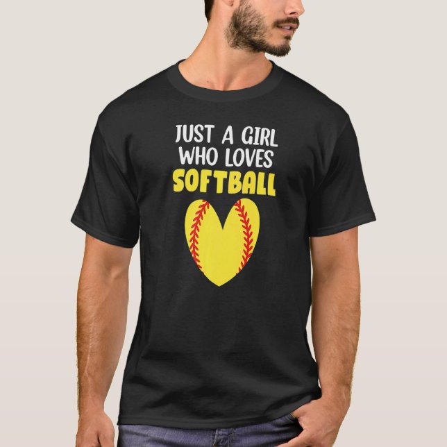 Nur ein Mädchen, das Softball Liebe T-Shirt (Vorderseite)