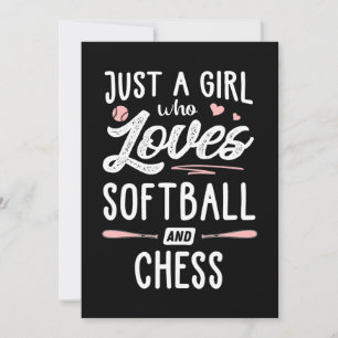 nur ein Mädchen, das Softball und Schachgeschenk l Feiertagskarte