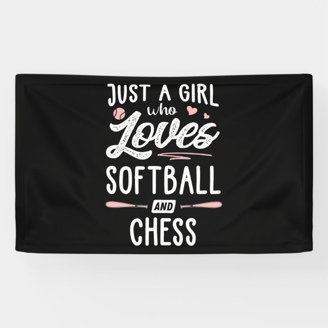 Nur ein Mädchen, das Softball und Schachgeschenke  Banner (Horizontal)
