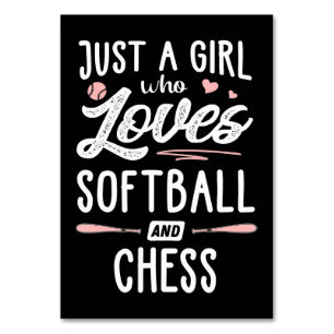 Nur ein Mädchen, das Softball und Schachspenden Li Tischnummer