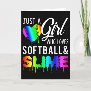 Nur ein Mädchen, das Softball und Schleim-Tee-Gesc Karte