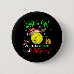 Nur ein Mädchen, das Softll und Weihnachten Santa Button