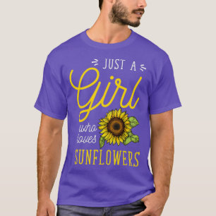 Nur ein Mädchen, das Sonnenblumen Kunst Florist li T-Shirt