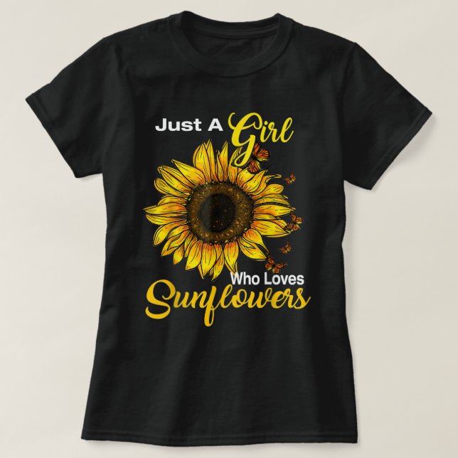 Nur ein Mädchen, das Sonnenblumen Liebe T-Shirt (Design vorne)