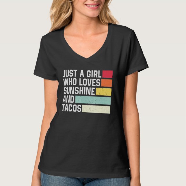 Nur ein Mädchen, das Sonnenschein und Tacos Retro  T-Shirt (Vorderseite)