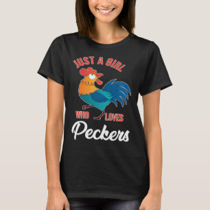 Nur ein Mädchen, das Spechte liebt Frauen Huhn T-Shirt