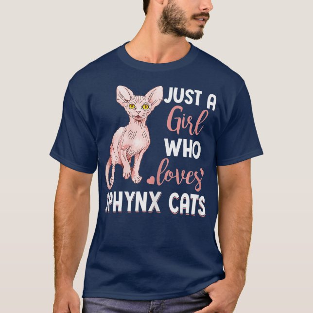 Nur ein Mädchen, das Sphynx Lieben Cats Funny Cat T-Shirt (Vorderseite)