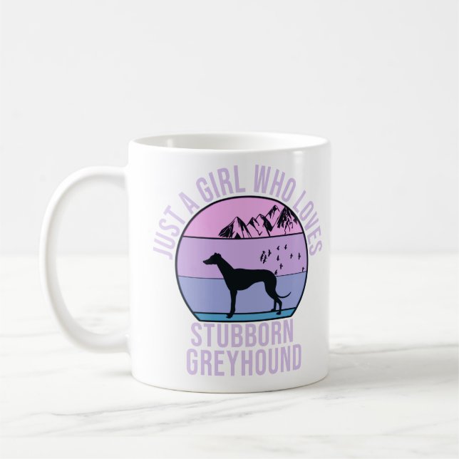 Nur ein Mädchen, das Stubborn-Greyhound-Liebe-Gesc Kaffeetasse (Links)