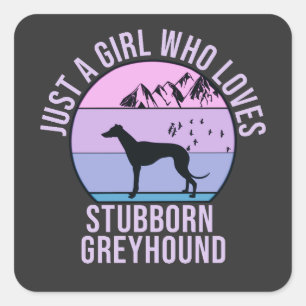 Nur ein Mädchen, das Stubborn-Greyhound-Liebe-Gesc Quadratischer Aufkleber