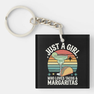 Nur ein Mädchen, das Tacos und Margarita mexikanis Schlüsselanhänger