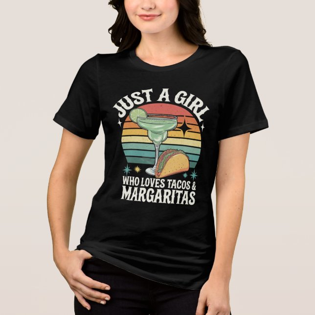 Nur ein Mädchen, das Tacos und Margarita mexikanis Tri-Blend Shirt (Vorderseite)