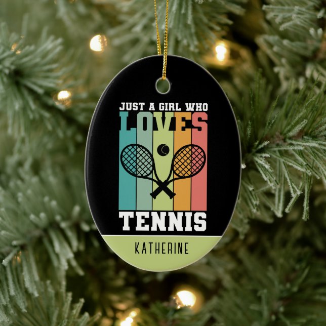Nur ein Mädchen, das Tennis Lieben | Tennis Player Keramik Ornament (Baum)