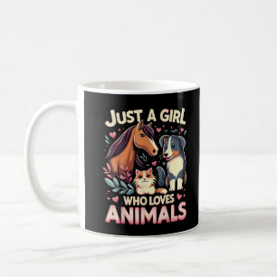 Nur ein Mädchen, das Tiere liebt, süße Tierliebhab Kaffeetasse