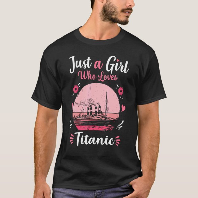 Nur ein Mädchen, das Titanic Pink Retro Liebe Vint T-Shirt (Vorderseite)