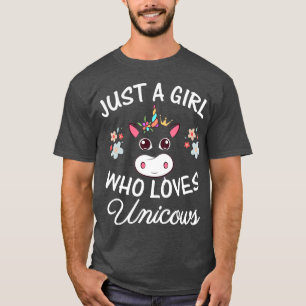 Nur ein Mädchen, das Unicows Kuh Liebe Unicorn Lo T-Shirt