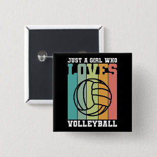 Nur ein Mädchen, das Volleyball Liebe Button