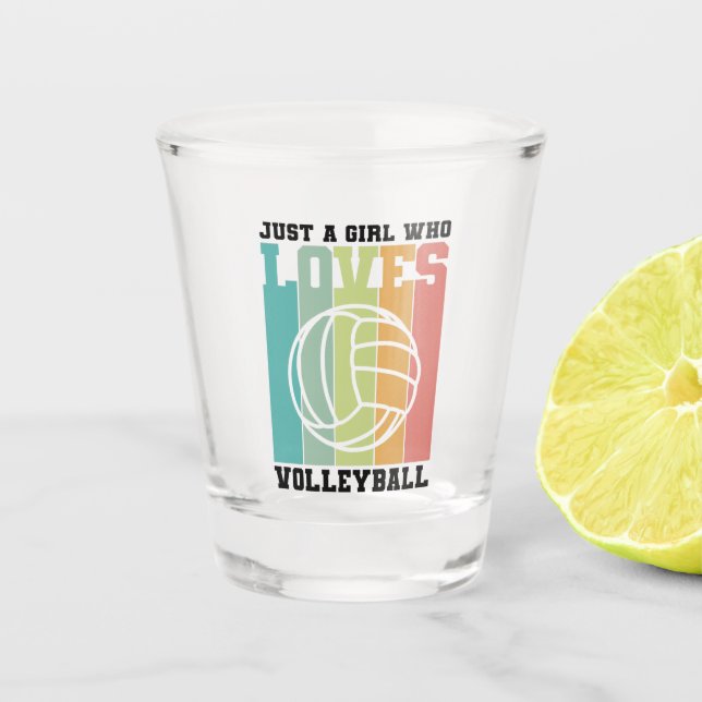 Nur ein Mädchen, das Volleyball Liebe Schnapsglas (Vorderseite)
